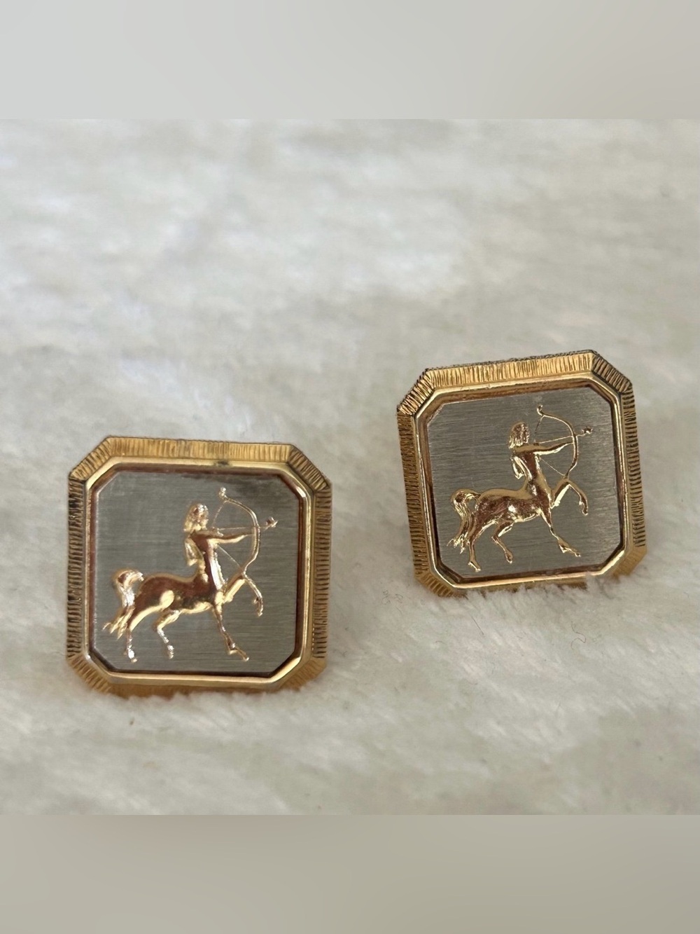 VTG Swank Cufflinks Sagittarius Archer Zodiac Sign Astrology Horoscope Gold Tone